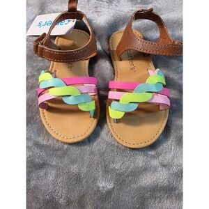 Carter's Denali Sandals Toddler Girls Size 6 Multi Pastel Color Braided NEW